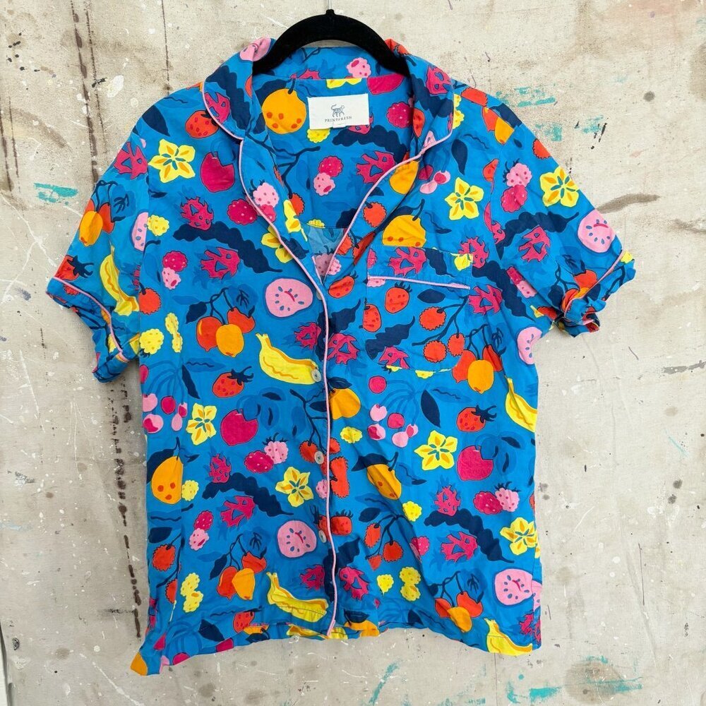 Printfresh Smoothie Time Short Sleeve Pajama Set, Tropical Blue - Picture 4 of 8